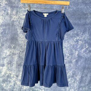 Girls Navy Blue Crewcut Tiered Dress Sz 5